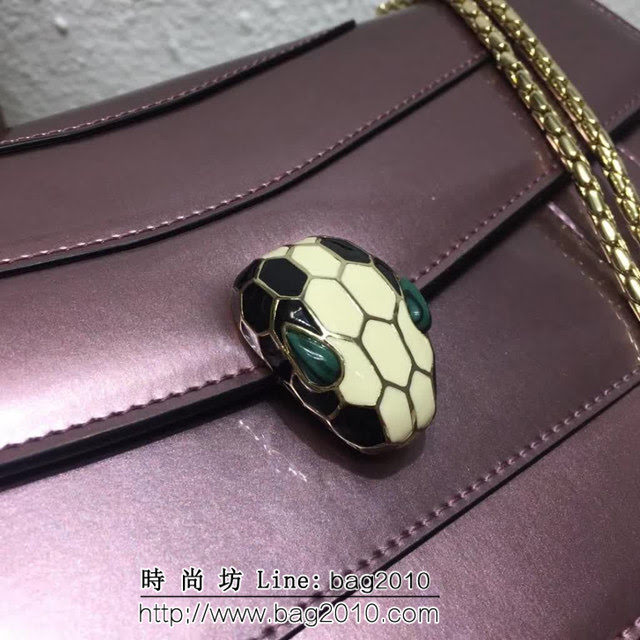 BVLGARI寶格麗 專櫃新品 升級版牛漆皮 雙層蛇頭包 鏈條單肩斜挎包 B35106 FYD1386